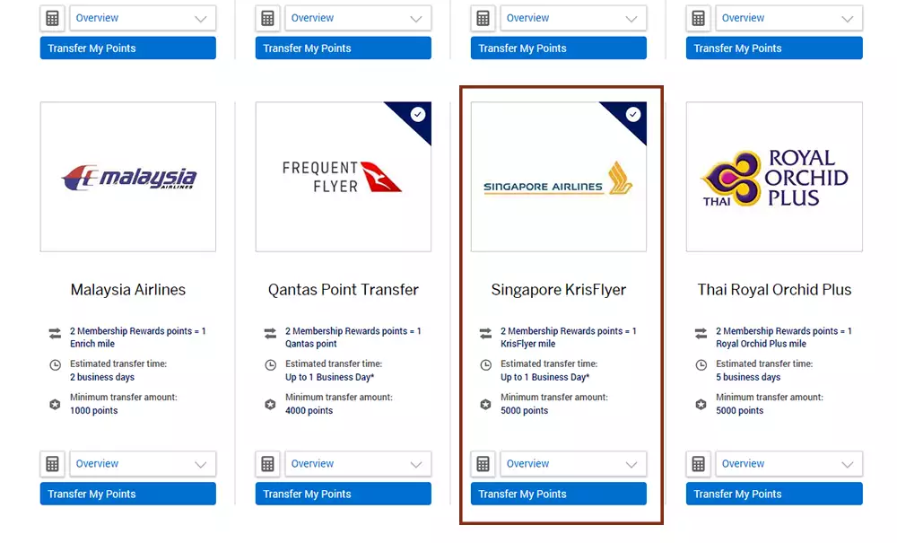 List of Amex frequent airline partners